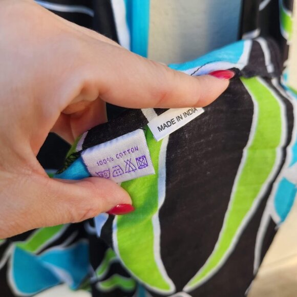 Vintage Allegra Hicks Psychedelic Kaftan Resort Wear Cover Up Dress - Picture 8 of 8